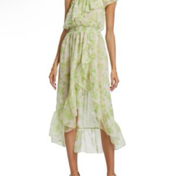 Misa LA Small NWT Elegant Green Floral One-Shoulder Dress - Picture 5 of 5